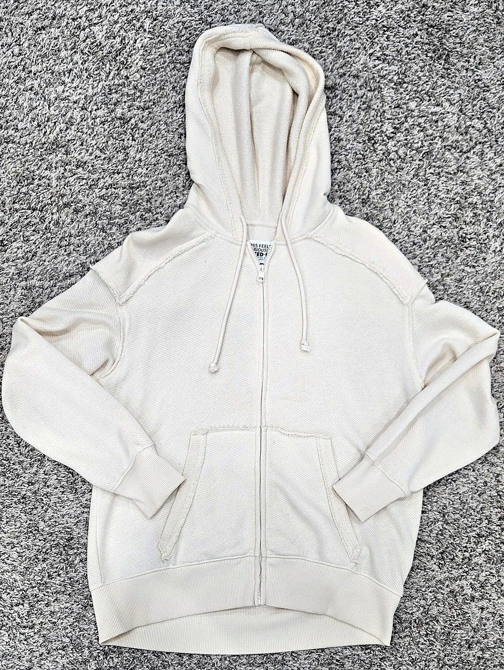 American Eagle This Feels Seriously Lived-In Full Zip Hoodie Cream XS/S
